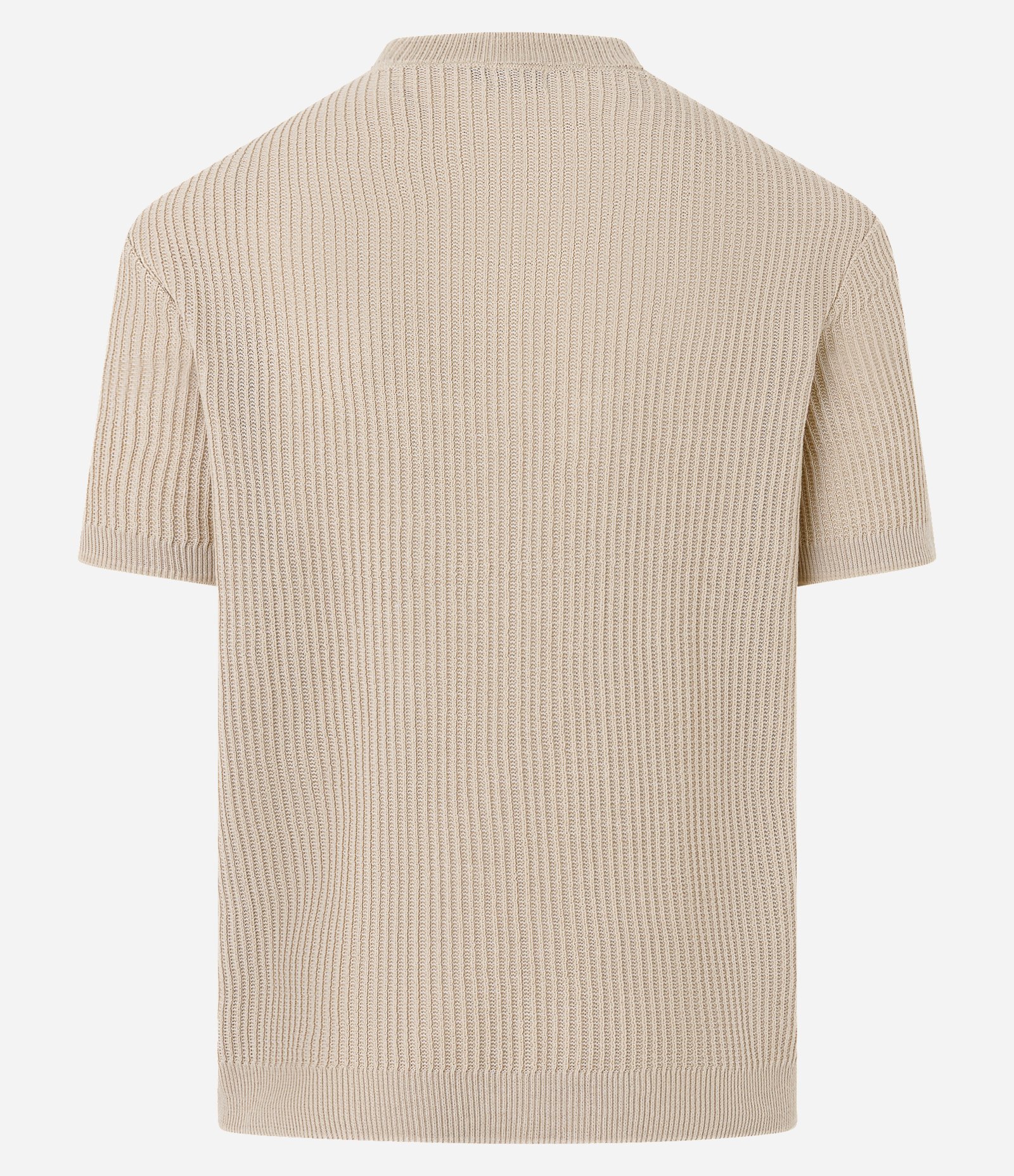 Camiseta Slim em Tricô com Textura Canelada Bege 7